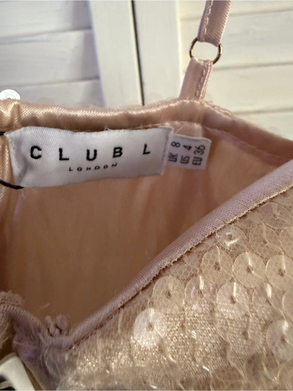 Club L London Iridescent Sequin Mini Dress in Gold - Picture 4 of 5